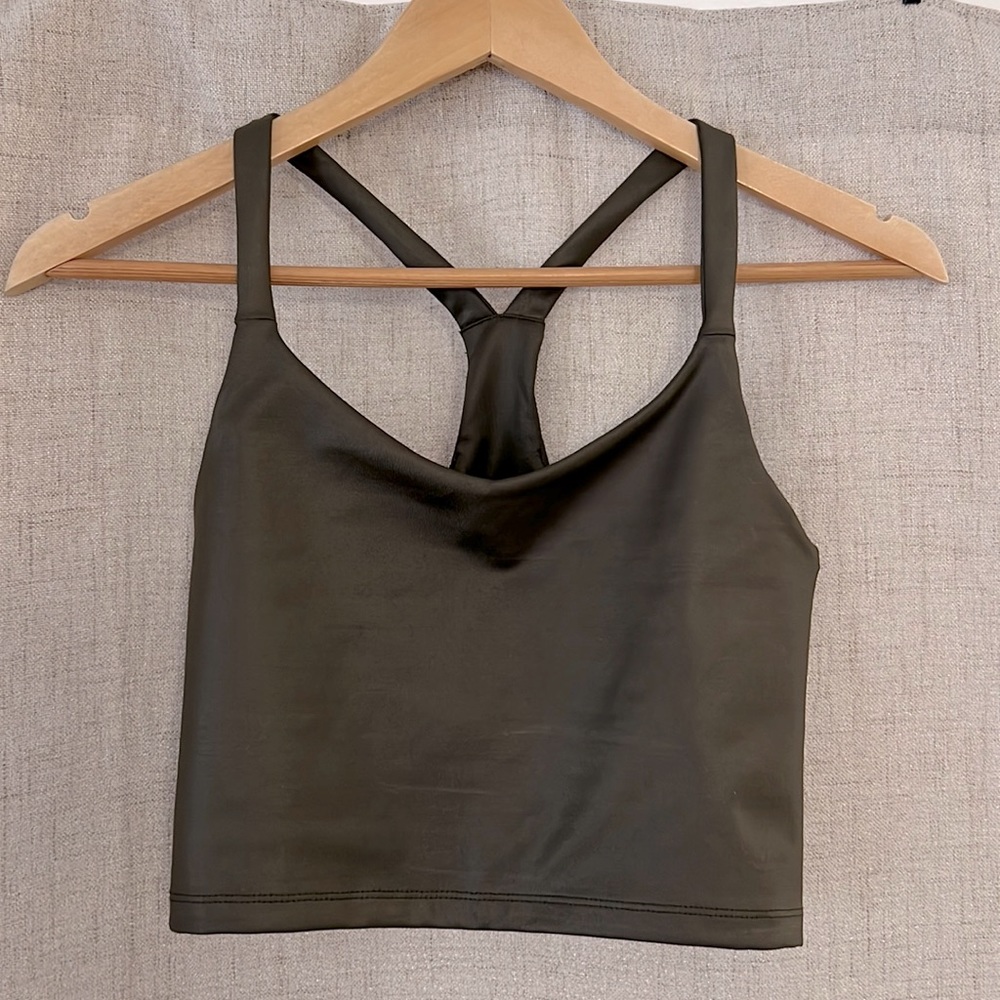 Abercrombie & Fitch, sculptLUX B-Neck Bralette, Dark Olive Green, XXS